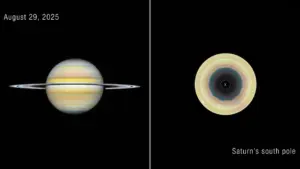 Saturn’s Southern Surprise: NASA’s Hubble Space Telescope Captures a Massive 10-Sided Wave at the Ringed Planet’s Pole
